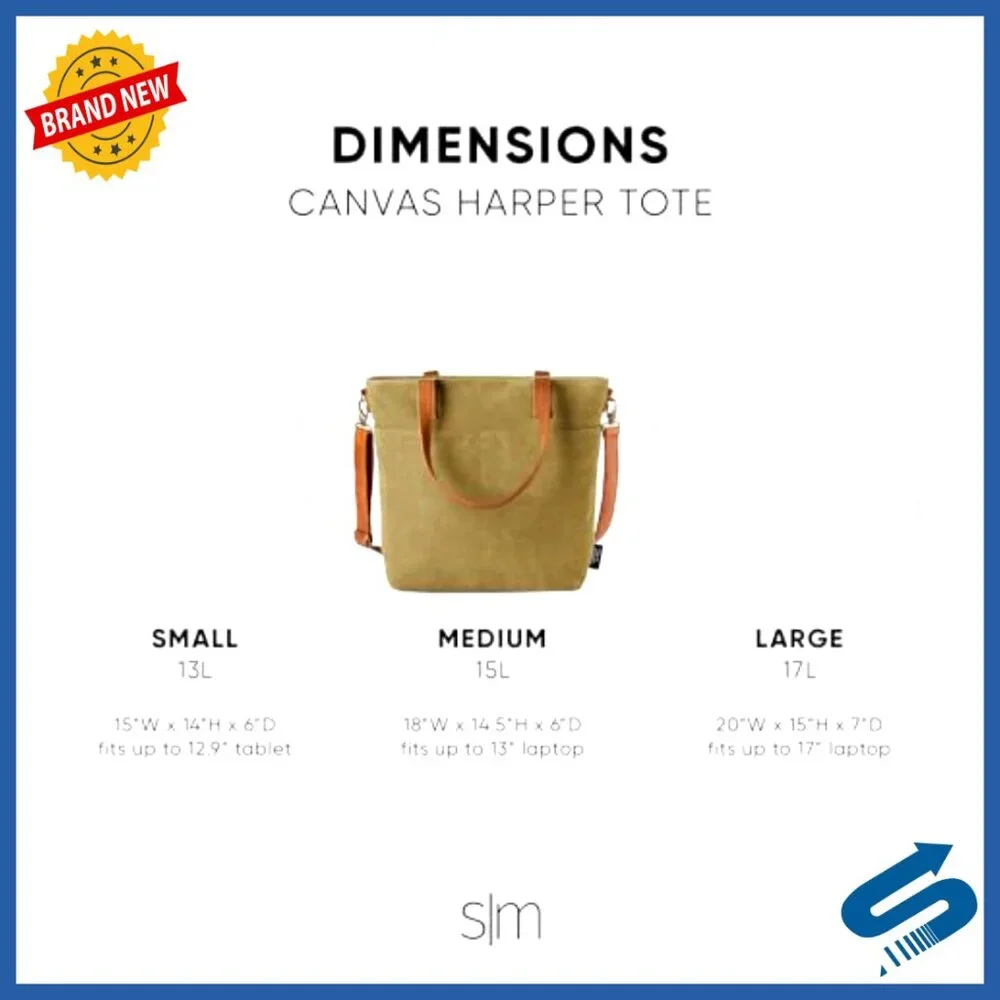 Large Canvas Tote Bag with Multiple Pockets, Durable Ripstop Lining